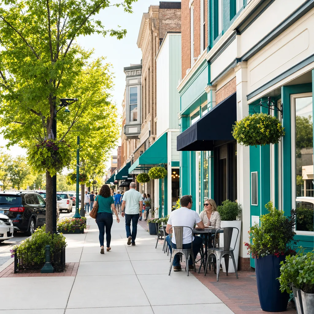 Northwest Indiana main-street business district served by PayPoint Systems