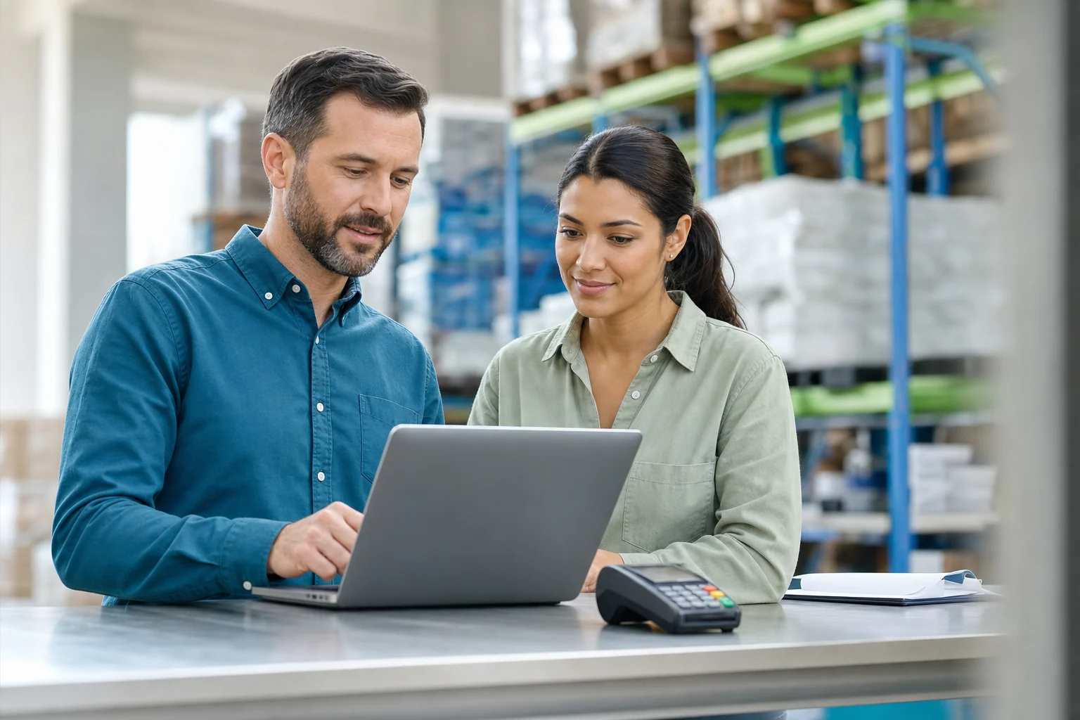 B2B wholesale and distribution team processing a payment order in Northwest Indiana