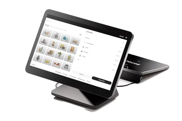 Square Ecosystem section describing Square Register, iPad-compatible Square Stand, and Square Terminal with built-in receipt printing as countertop POS hardware options for small businesses